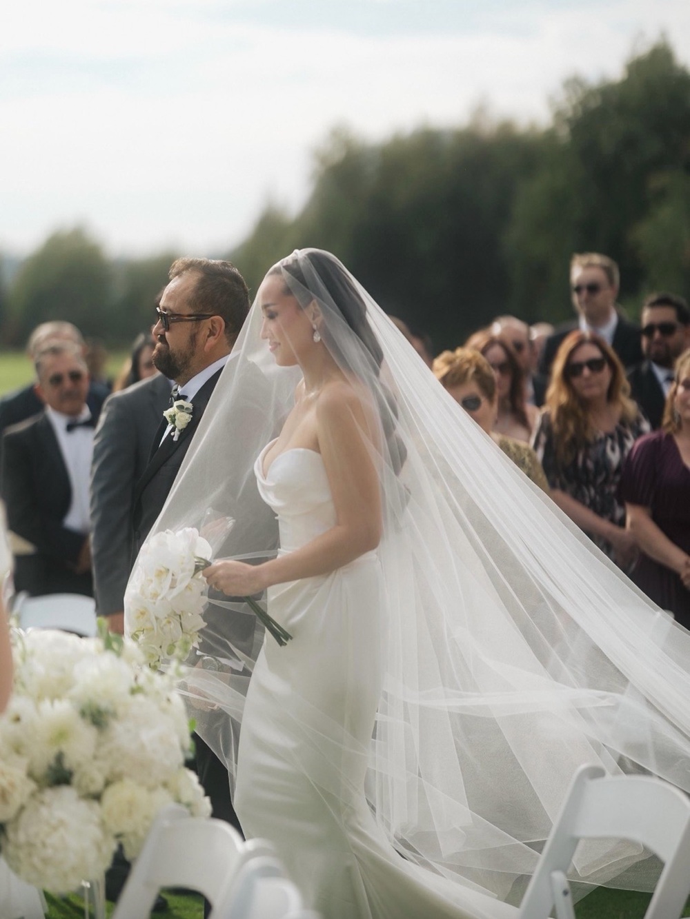 Royal cathedral extra long drop blusher wedding veil - 5.5 foot front drop